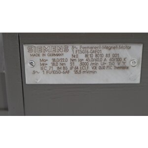 Siemens 1FT5076-0AF01 3~Permanent-Magnet-Motor Servomotor...
