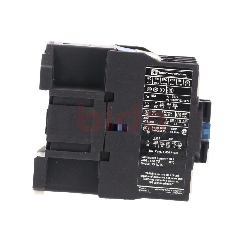 Telemecanique LC1 D25 01 Leistungssch&uuml;tz Power Contactor 750V 40A