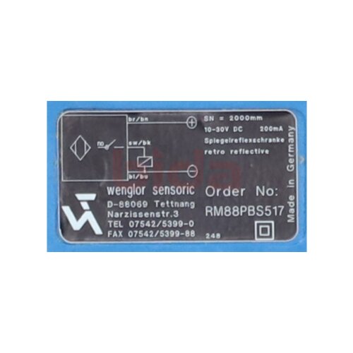 wenglor RM88PBS517 Spiegelreflexschranke / Reflex barrier 10-30V 200mA