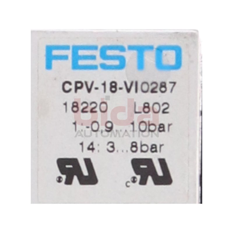 Festo CPV-18-VI0287 (18220) Magnetventil Solenoid Valve 10bar