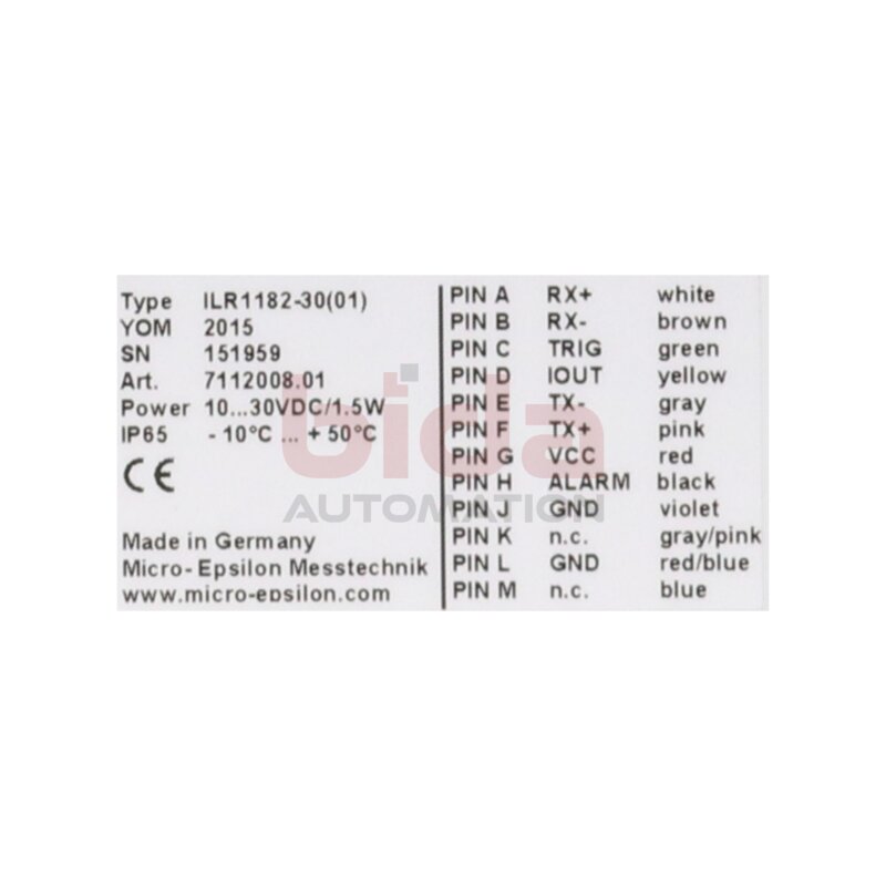 Micro-Epsilon ILR1182-30(01) Distanzsensor / Distance sensor 10-30VDC 1,5W