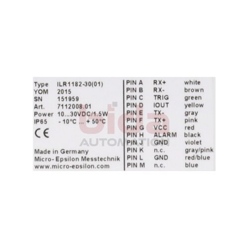 Micro-Epsilon ILR1182-30(01) Distanzsensor / Distance sensor 10-30VDC 1,5W