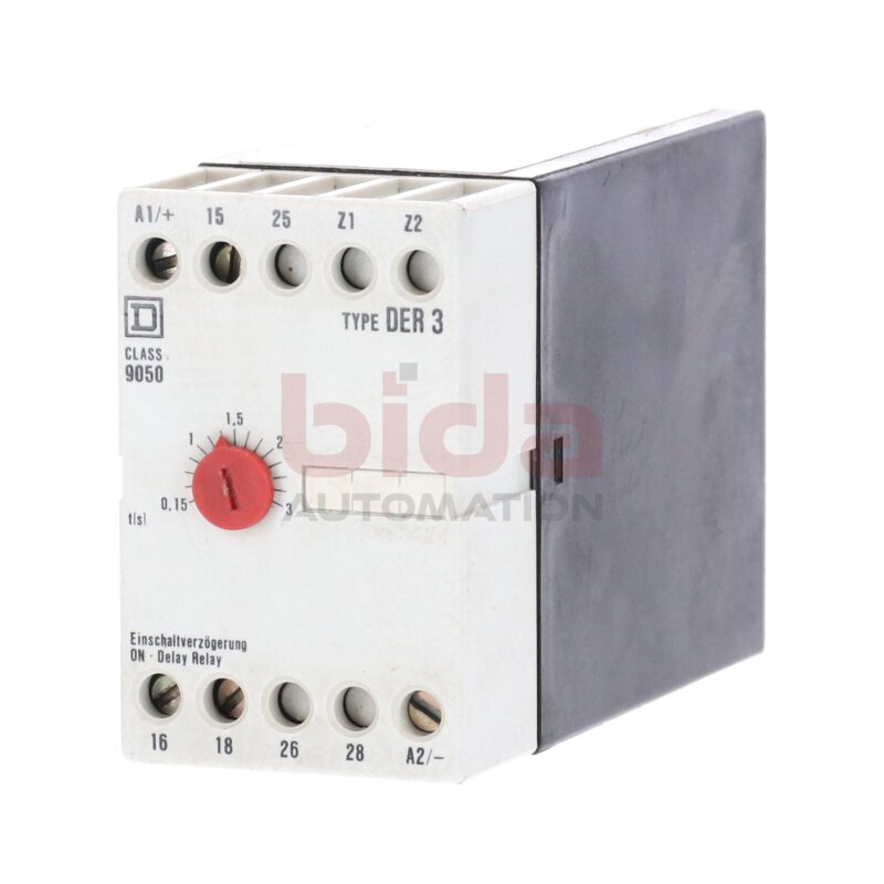 Squarde D Class 9050 Type DER/DERL/-W/-P DER 3 Einschaltverz&ouml;gerer On-delay timer 380V 10A 250V 6A