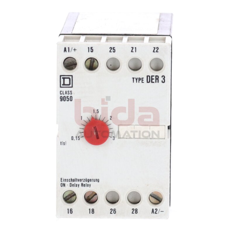 Squarde D Class 9050 Type DER/DERL/-W/-P DER 3 Einschaltverz&ouml;gerer On-delay timer 380V 10A 250V 6A