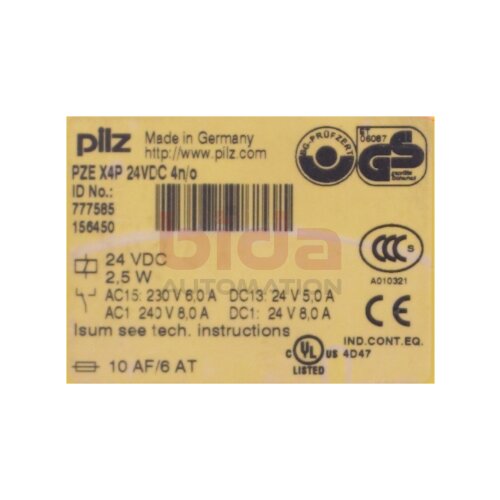 Pilz PZE X4P 24VDC 4n/o (777585) Sicherheitsrelais Safety Relay  24VDC 2,5W