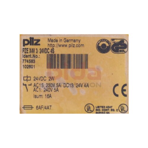 Pilz PZE X4V 3/24VDC 4S (774583) Sicherheitsrelais Safety Relay 24VDC 2W