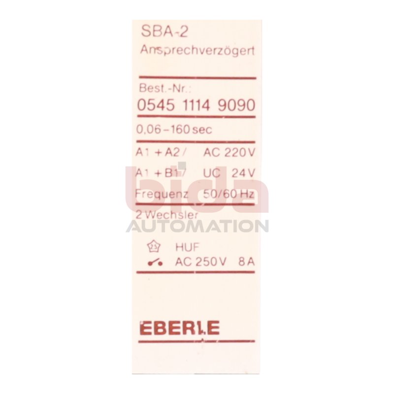 Eberle SBA-2 Nr. 0545 1114 9090 Zeitrelais / Time Relay 220V 24V 8A