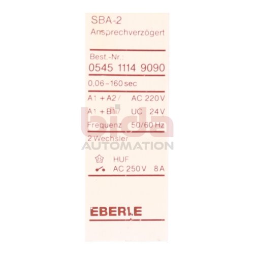 Eberle SBA-2 Nr. 0545 1114 9090 Zeitrelais / Time Relay 220V 24V 8A