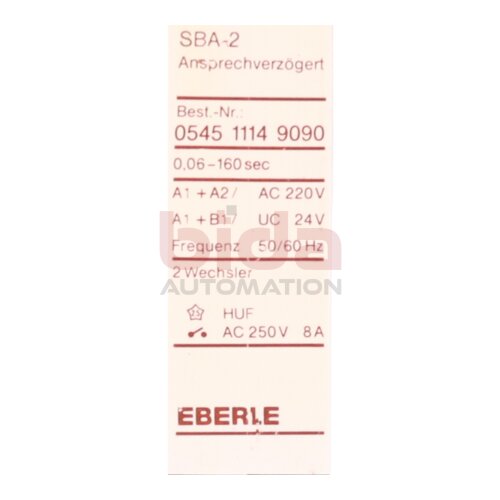 Eberle SBA-2 Nr. 0545 1114 9090 Zeitrelais / Time Relay 220V 24V 8A