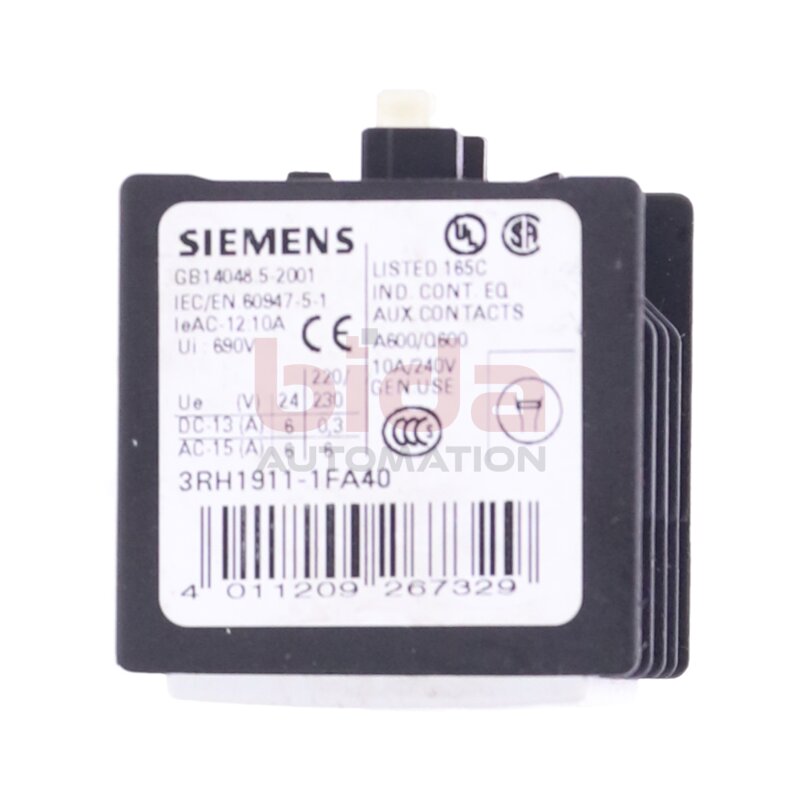 Siemens 3RH1911-1FA40 / 3RH1 911-1FA40 Hilfsschalterblock Auxiliary Switch Block 10A 690V