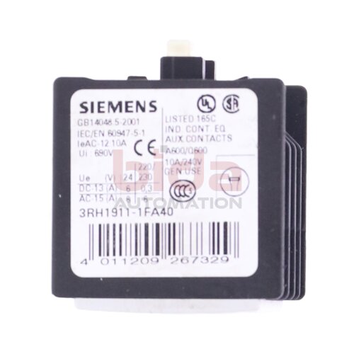 Siemens 3RH1911-1FA40 / 3RH1 911-1FA40 Hilfsschalterblock Auxiliary Switch Block 10A 690V