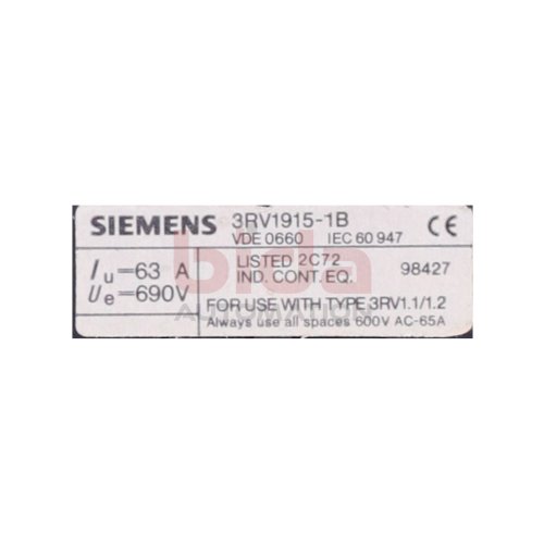 Siemens 3RV1915-1B 3-Phasen-Sammelschiene / 3-phase busbar 690V 63A