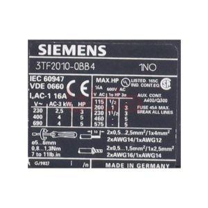 Siemens 3TF2010-0BB4 Schütz / Contector 600V 16A