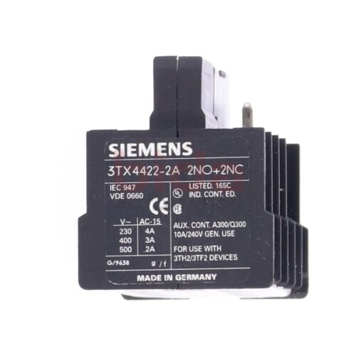 Siemens 3TX 4422-2A / 3TX 4 422-2A Hilfsschalterblock / Auxiliary Switch Block 230V 4A