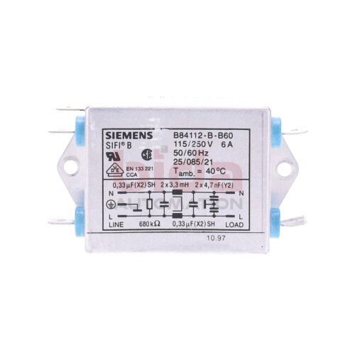 Siemens B84112-B-B60 Netzfilter / Line Filter 115/250V 6A