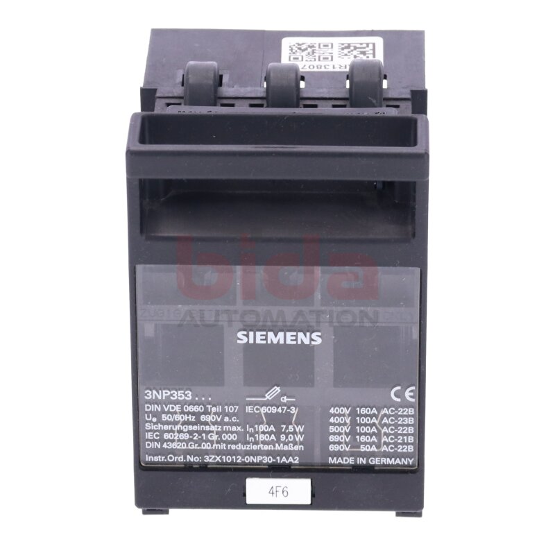 Siemens 3NP353 Lasttrennschalter / Switch disconnector 690V 50A