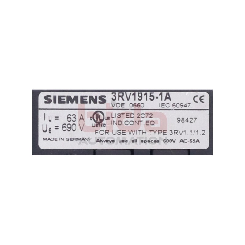 Siemens 3RV1915-1A Sammelschiene / Busbar 63A 690V