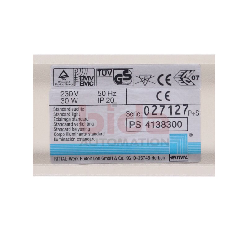 Rittal PS 4138300 Standardleuchte / Standard light 230V 30W 50Hz