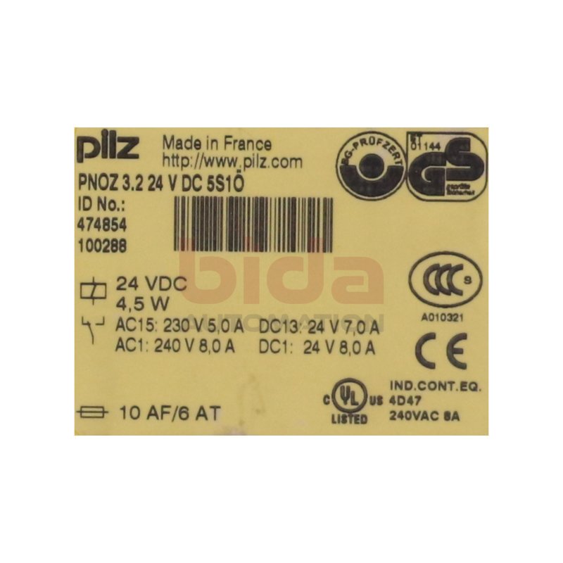 Pilz PNOZ 3.2 24VDC 5S 1&Ouml; (474854) Sicherheitsrelais / Safety Relay  24VDC 4,5W  240VAC 8A