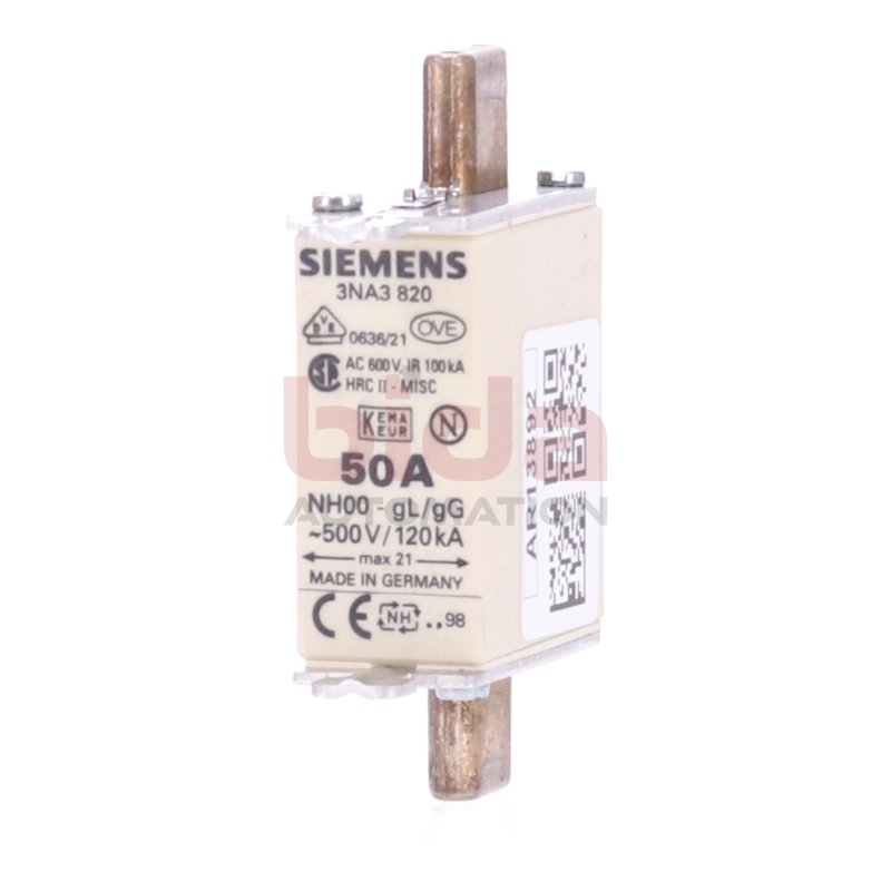 Siemens 3NA3 820 / 3NA3820 Sicherung / Fuse 50A 500V/120kA