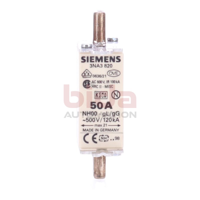 Siemens 3NA3 820 / 3NA3820 Sicherung / Fuse 50A 500V/120kA