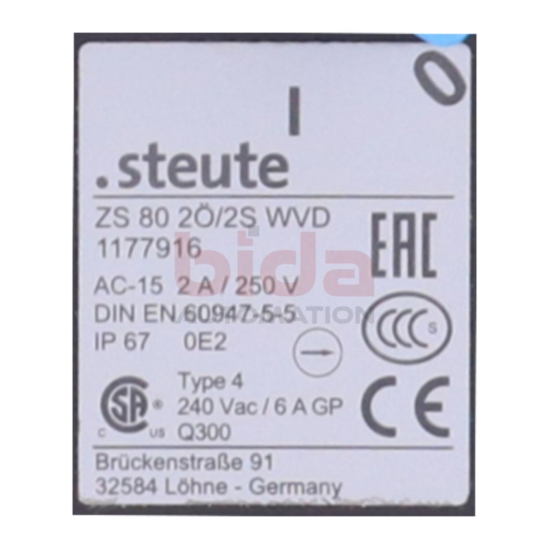 Steute ZS 80 2&Ouml;/2S WVD (1177916) Seilschalter / Rope switch 250V 2A