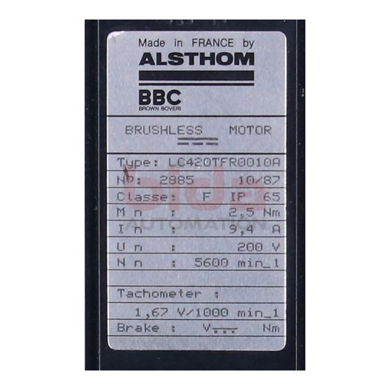 Alsthom BBC LC420TFR0010A B&uuml;rstenfreier Motor Brushless Motor
