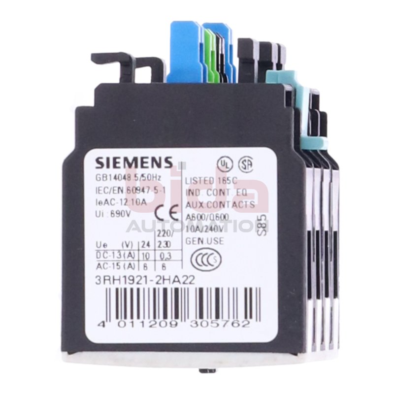 Siemens 3RH1921-2HA22 Hilfsschalterblock / Auxiliary Switch Block  690V 10A