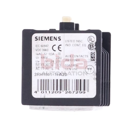 Siemens 3RH1911-1FA20 Hilfsschalterblock / Auxiliary Switch Block 690V 10A