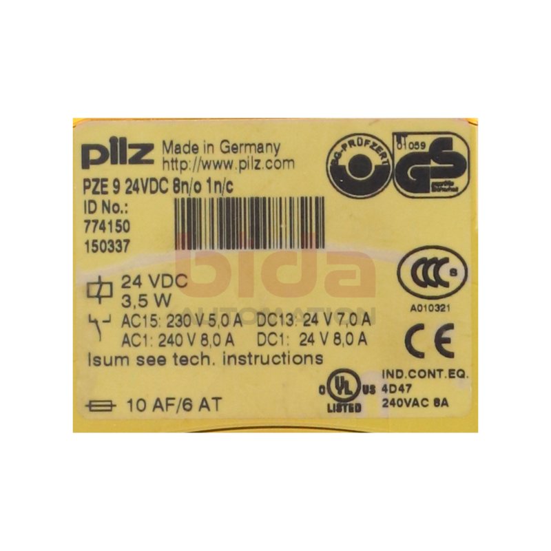 Pilz PZE 9 24VDC 8n/o 1n/c (774150) Sicherheitsrelais / Safety Relay  24VDC 3,5W