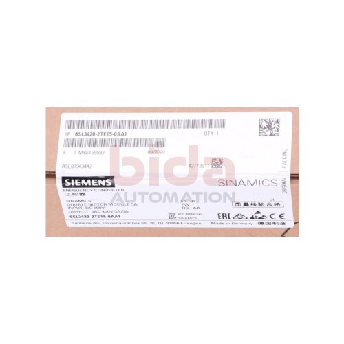 Siemens 6SL3420-2TE15-0AA1 SINAMICS S120 Double Motor Module