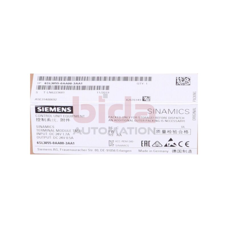 Siemens 6SL3055-0AA00-3AA1 SINAMICS Terminal Module