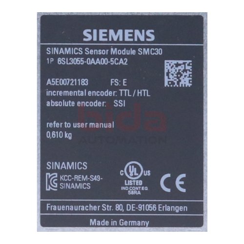Siemens 6SL3055-0AA00-5CA2 SINAMICS Sensor Module / SINAMICS Sensor Module 5V