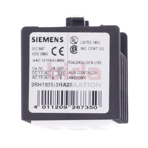 Siemens 3RH1911-1HA01 Hilfsschalterblock / Auxiliary Switch Block 10 A 240V