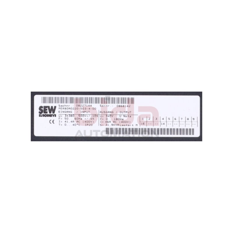SEW MDX60A0220-503-4-00 (08227144) Frequenzumrichter / Frequency Converter 500V 50-60 Hz