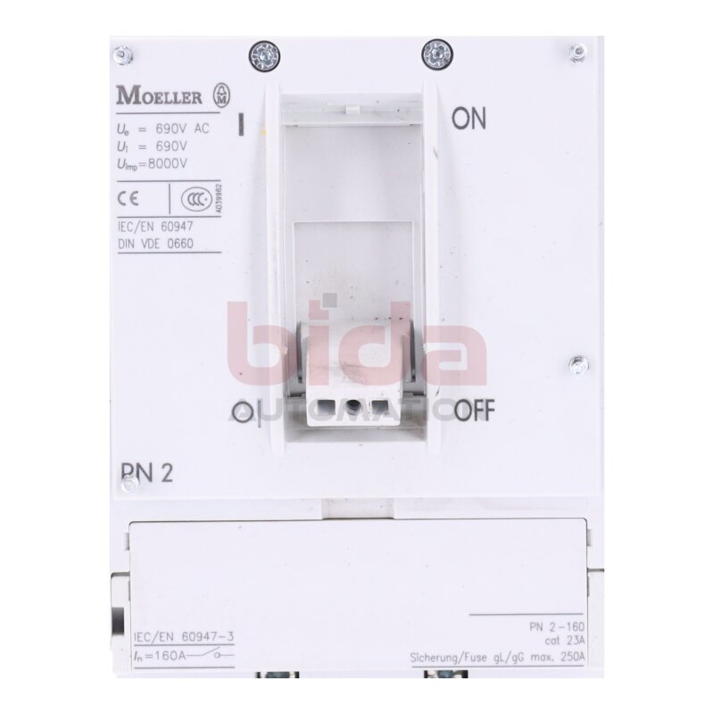 Moeller PN 2 (PN 2-160) Leistungsschalter / Circuit Breaker 690 VAC 690V 8000V 250A
