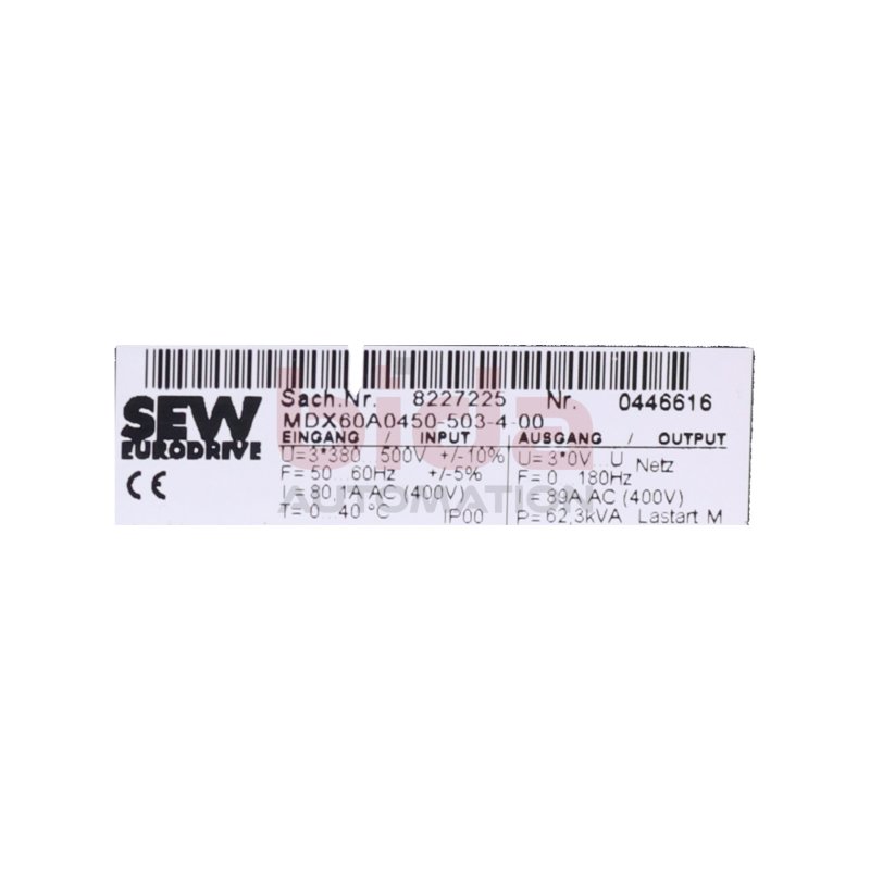 SEW MDX60A0450-503-4-00 (0446616) Frequenzumrichter / Frequency Converter 500V 50-60 Hz