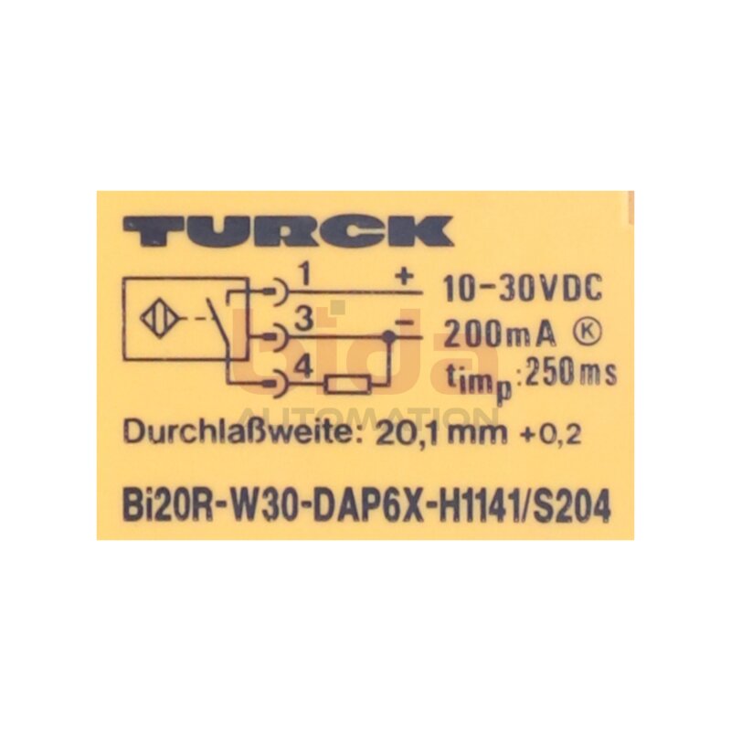 Turck Bi20R-W3&szlig;-DAP6X-H1141/S204 N&auml;hrungssensor / Proximity Sensor  10-30 VDC 200mA