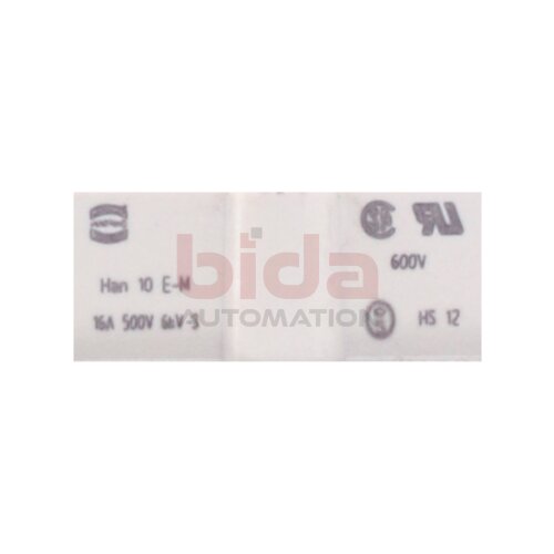 Harting Han 10 E-M (16A 500V) Steckverbinder / Connector 500V 16A