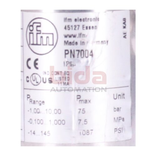 ifm electronic PN7004 Drucksensor / Pressure Sensor 18-36 VDC 250mA