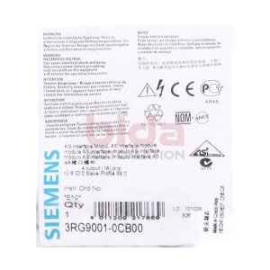 Siemens 3RG9001-0CB00 / 3RG9 001-0CB00 Schnittstellen...