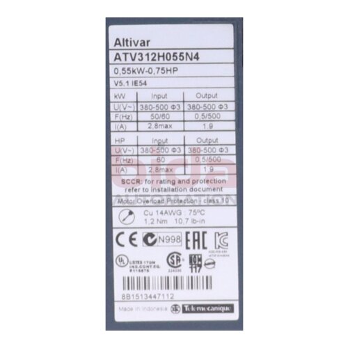 Telemecanique/Schneider ATV312H055N4 Frequenzumrichter / Frequency Converter 0,55kW 380-500V