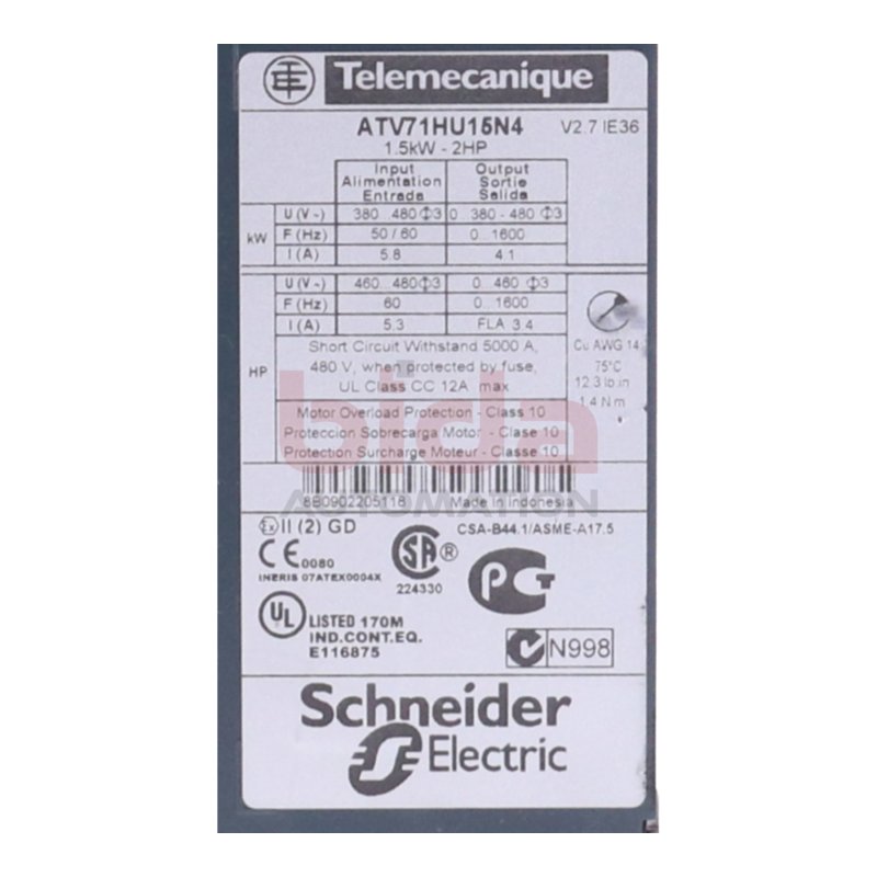Telemecanique/Schneider ATV71HU15N4 Frequenzumrichter / Frequency Converter 380-480V 1,5kW