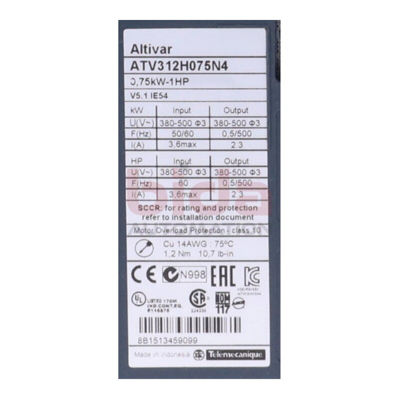Telemecanique/Squarde D ATV312H075N4 Frequenzumrichter / Frequency Converter 380-500V 0,75kW