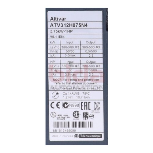 Telemecanique/Squarde D ATV312H075N4 Frequenzumrichter / Frequency Converter 380-500V 0,75kW