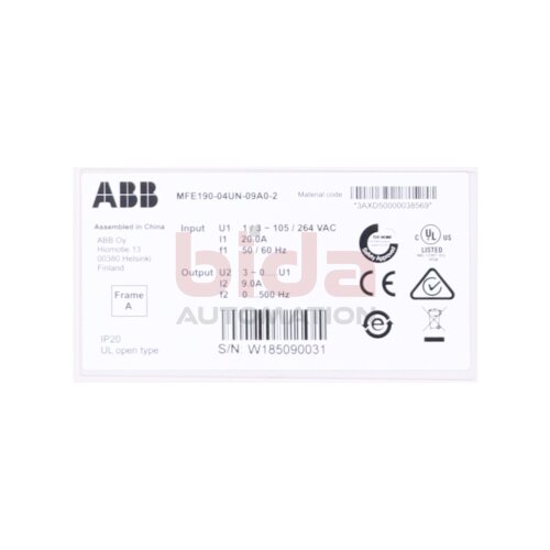 ABB MFE190-04UN-09A0-2 Frequenzumrichter / Frequency Converter 105-264 VAC 20 A
