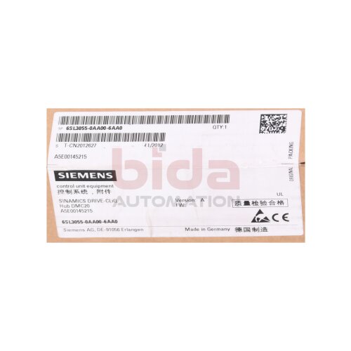 Siemens 6SL3055-0AA00-6AA0 Drive-CLiQ Hub Module Cabinet DMC20