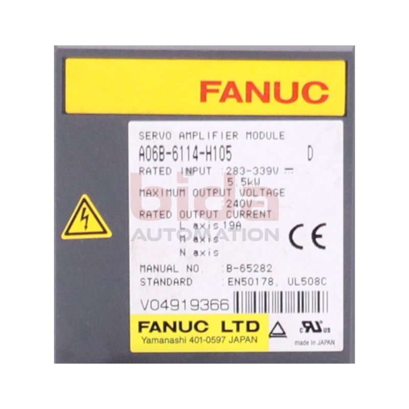 Fanuc A06B-6114-H105 Servoverst&auml;rker / Servo amplifier 283-339V 5,5kW