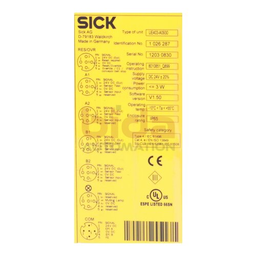 Sick UE403-A0930 Sicherheitsschaltger&auml;t / Safety switchgear 24VDC 3W
