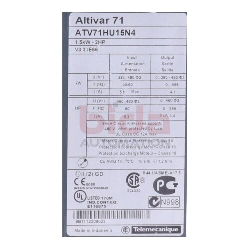 Schneider/Telemecanique ATV71HU15N4 Frequenzumrichter / Frequency Converter 380-480V 5,8A